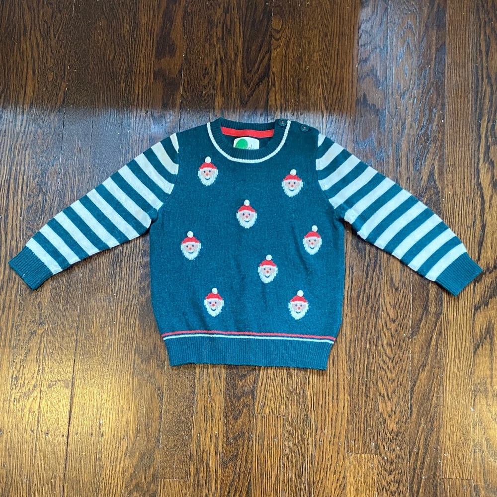 Mini Boden Green Santa Sweater